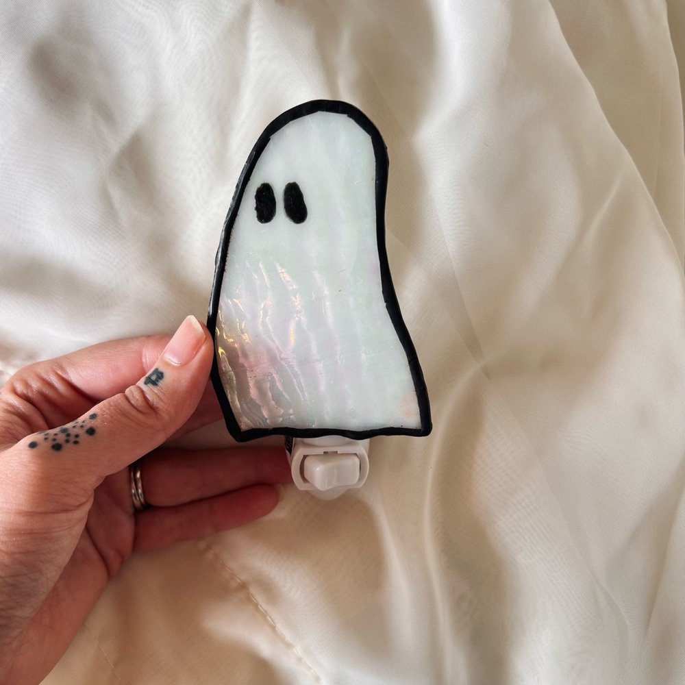 Stained Glass Ghost Night Light Handmade